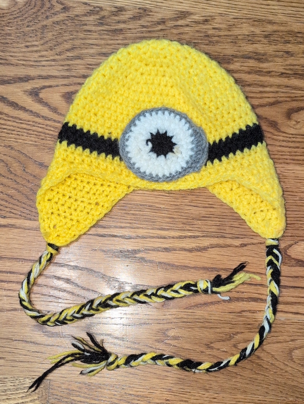 Hand-Crocheted Yellow Minion-Inspired Earflap Hat for Kids